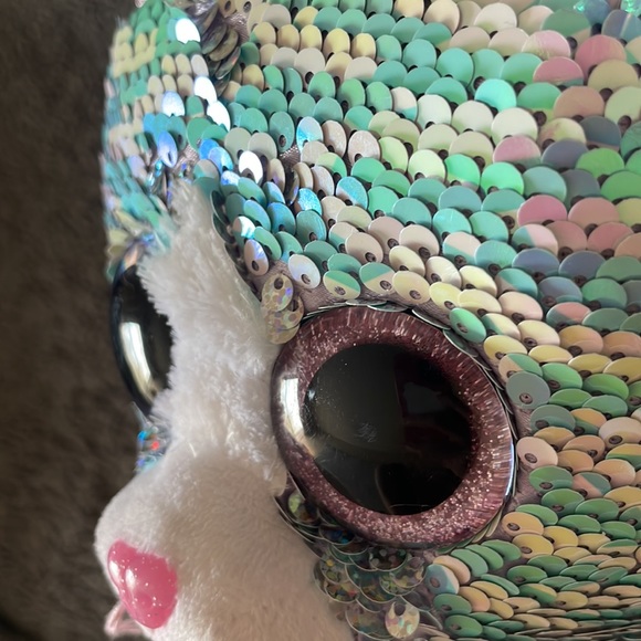 TY WHIMSY limited collection flippables sequin cat 2019 9” plush squish furry - Picture 12 of 13